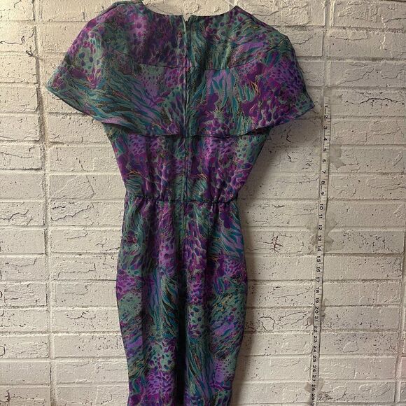 APRIL RAIN 80s does 30s Vintage Flowy Art Deco Midi Dress 4 - Picture 8 of 12
